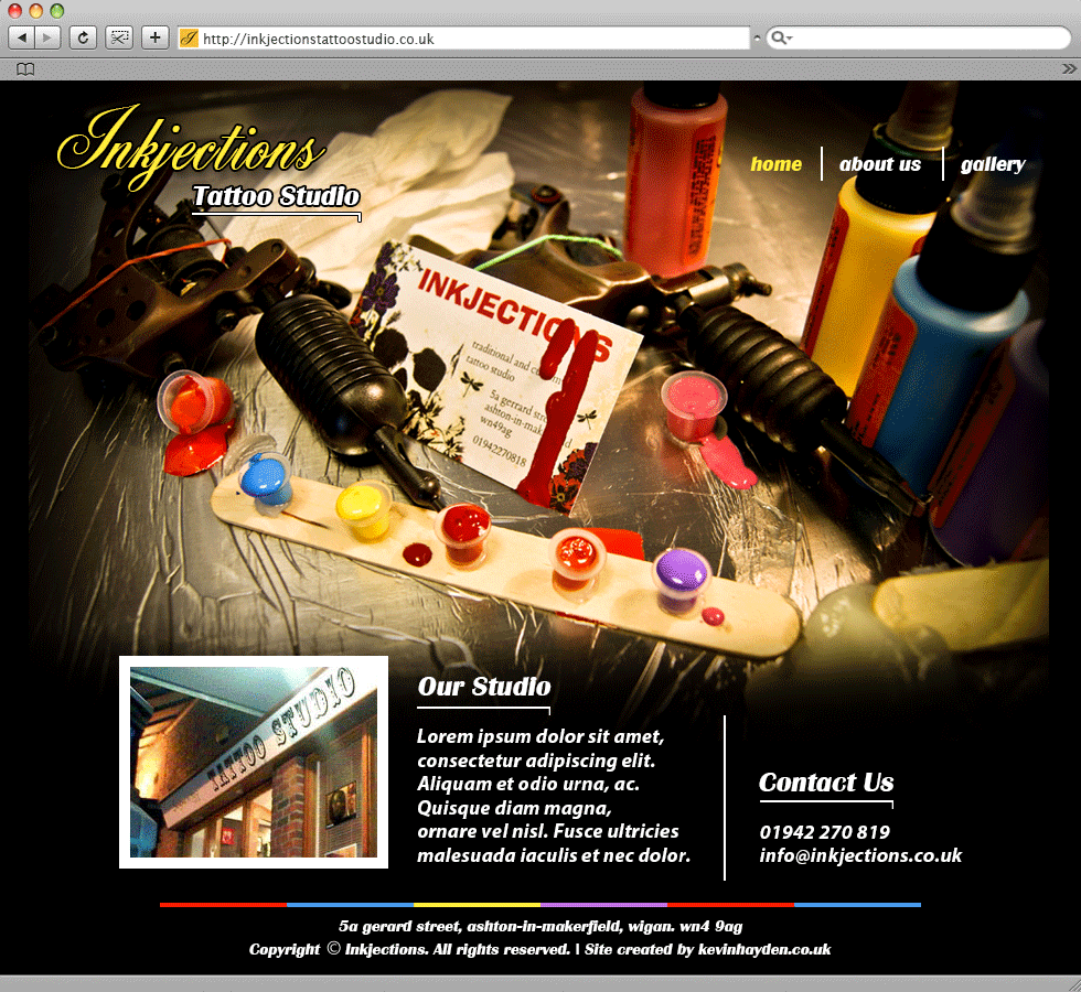 Tattoo Studio website image.