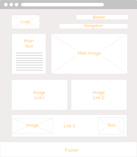 Living Room wireframe image.