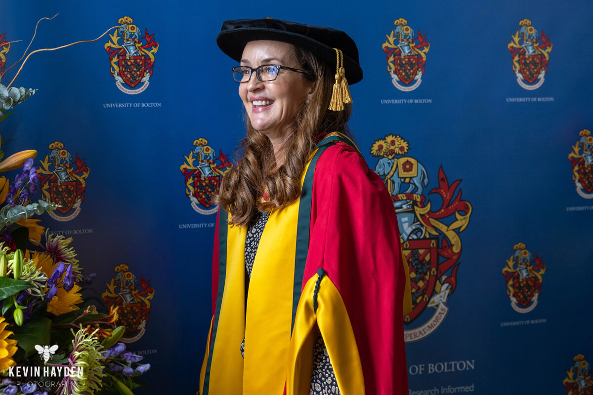 Bolton Wanderers chairman Sharon Brittan is awarded the degree of Doctor of the University of Bolton for her outstanding contribution to sport and community. Photo by Kevin Hayden.